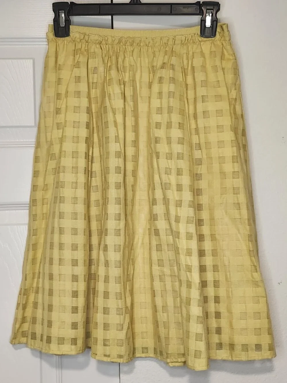 Kumikyoku Yellow Woven Check A-Line Skirt Size 2 Made in Japan
